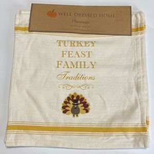 Thanksgiving Themed Well Dressed Home Set of Four Placemats 15” x 15”